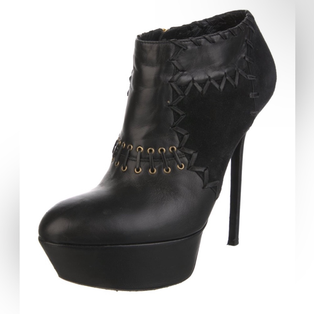 SERGIO ROSSI Booties Stitch Zip High Heel Ankle Boot Suede